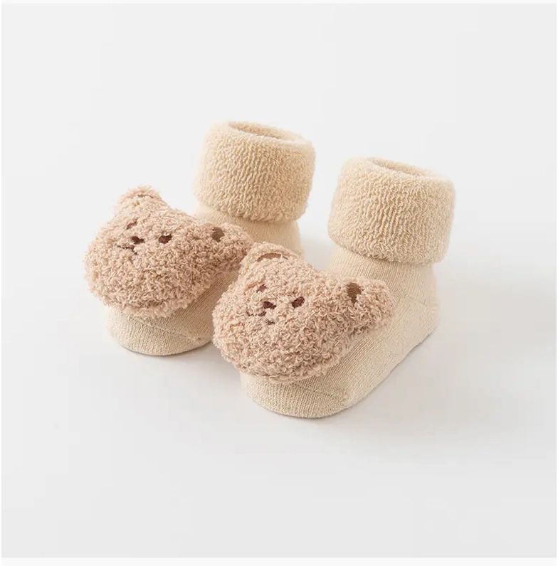 Annie and Charles non-slip socks with 3- D sherpa bear