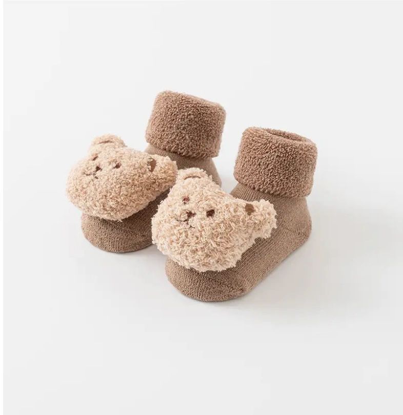 Annie and Charles non-slip socks with 3- D sherpa bear