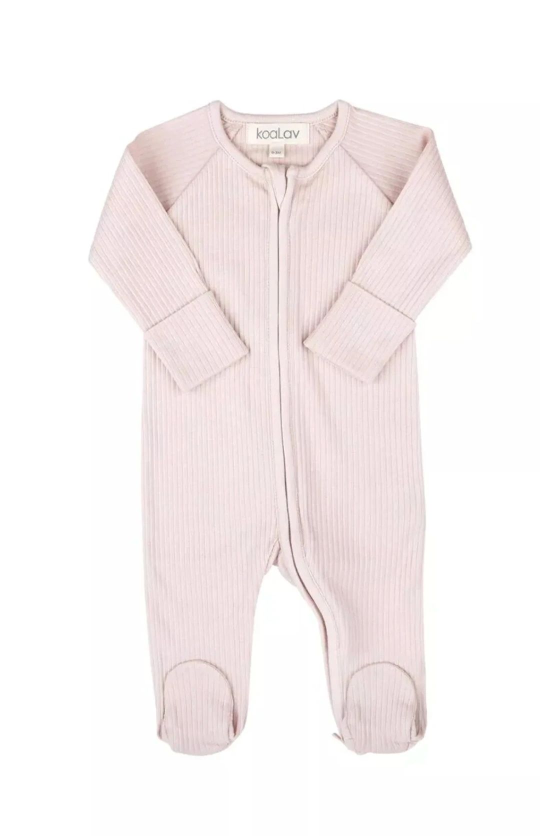 Koalav long sleeve footed coverall powder pink