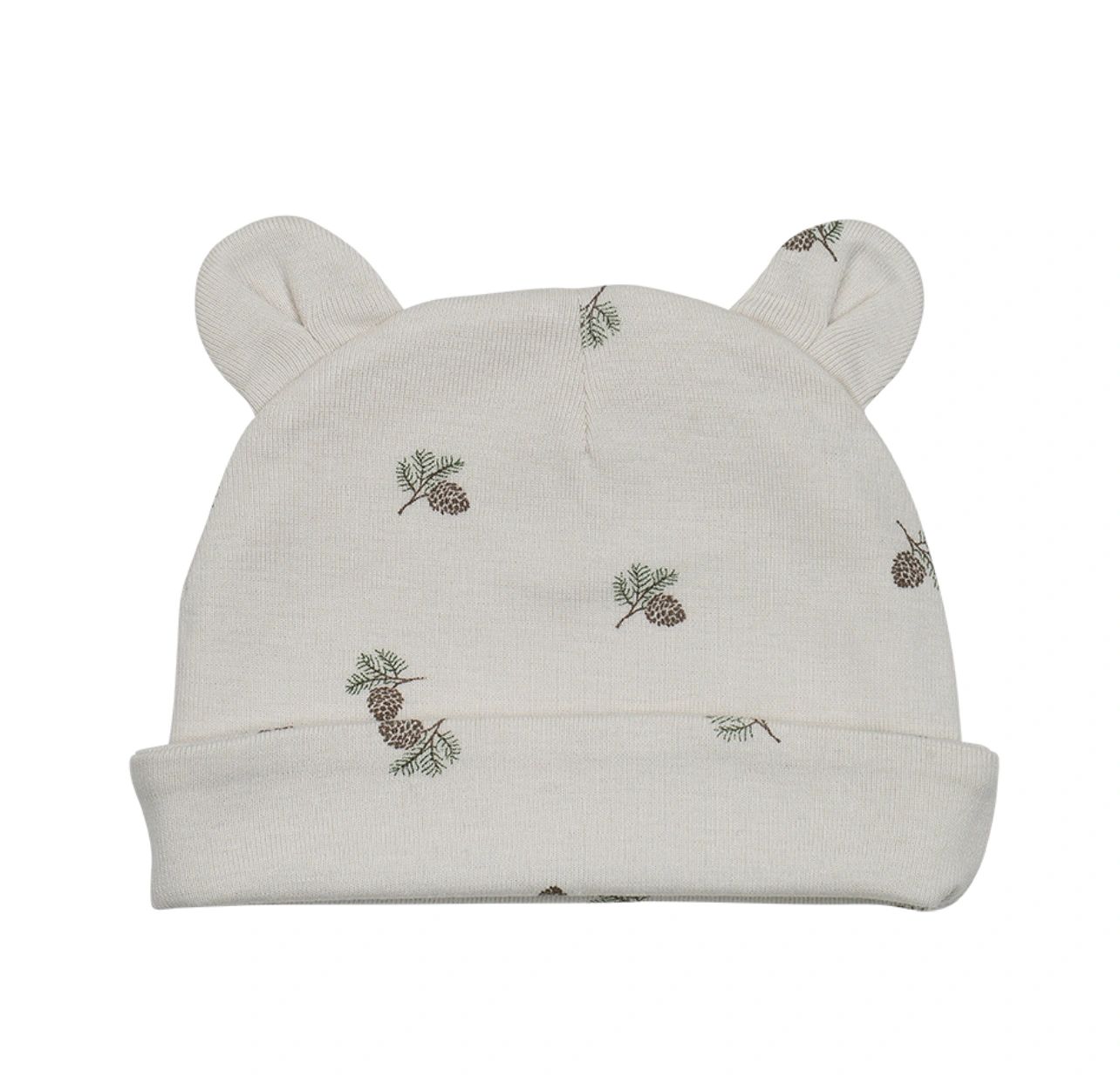 Koalav baby hat with teddy bear ears pine cone print