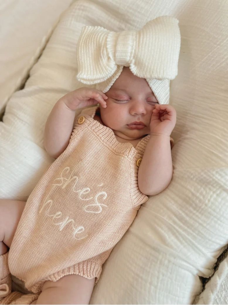Blossom and Pear"She's Here" mini knit romper