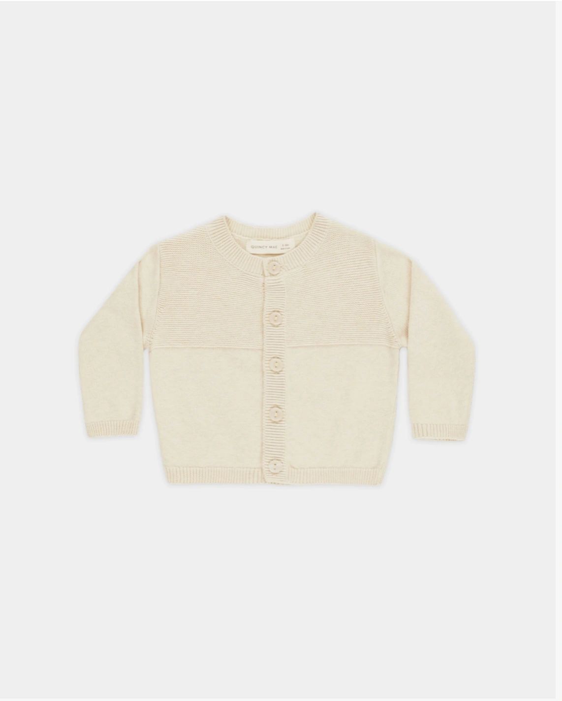 Quincy Mae organic cotton Knit Cardigan Heathered Natural