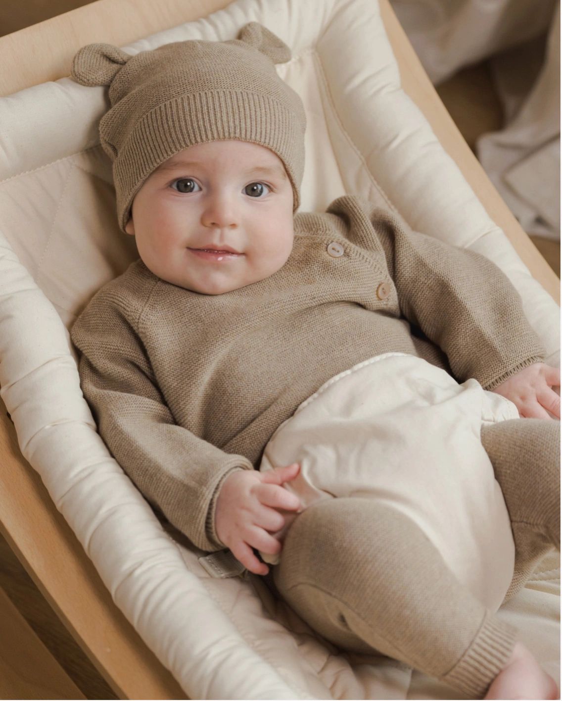 Quincy Mae organic cotton Baby Bear Beanie