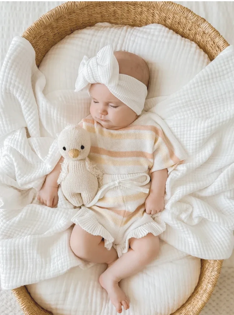 Blossom and Pear baby waffle topknot bow headband
