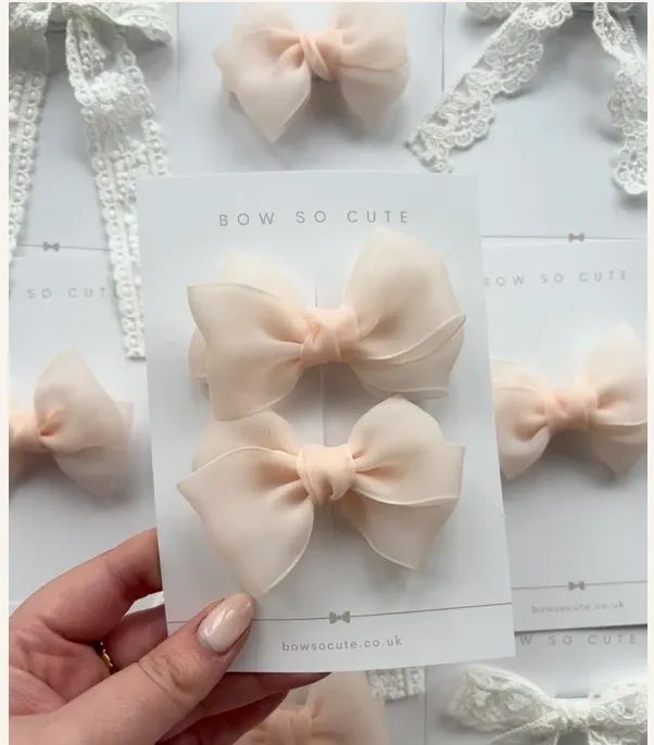 Bow So Cute Marshmallow chiffon hair clips