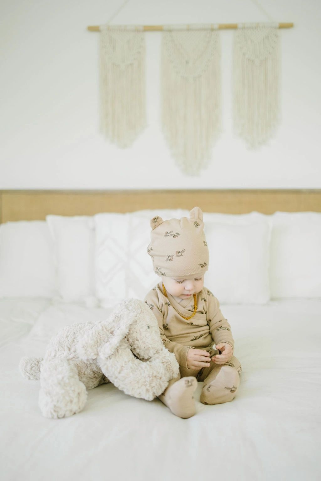 Koalav baby hat with bear ears toffee acorn