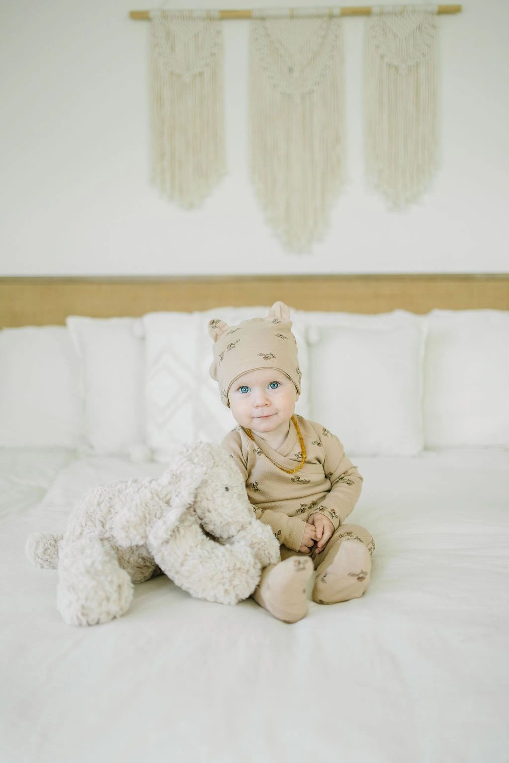 Koalav baby hat with bear ears toffee acorn
