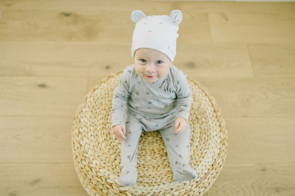 Koalav baby hat with bear ears mineral gray print
