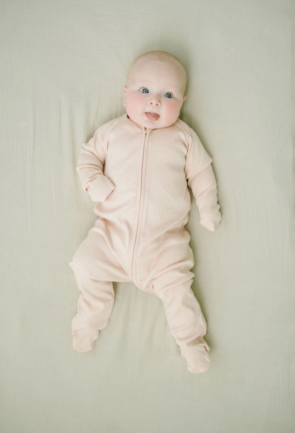 Koalav long sleeve footed coverall powder pink
