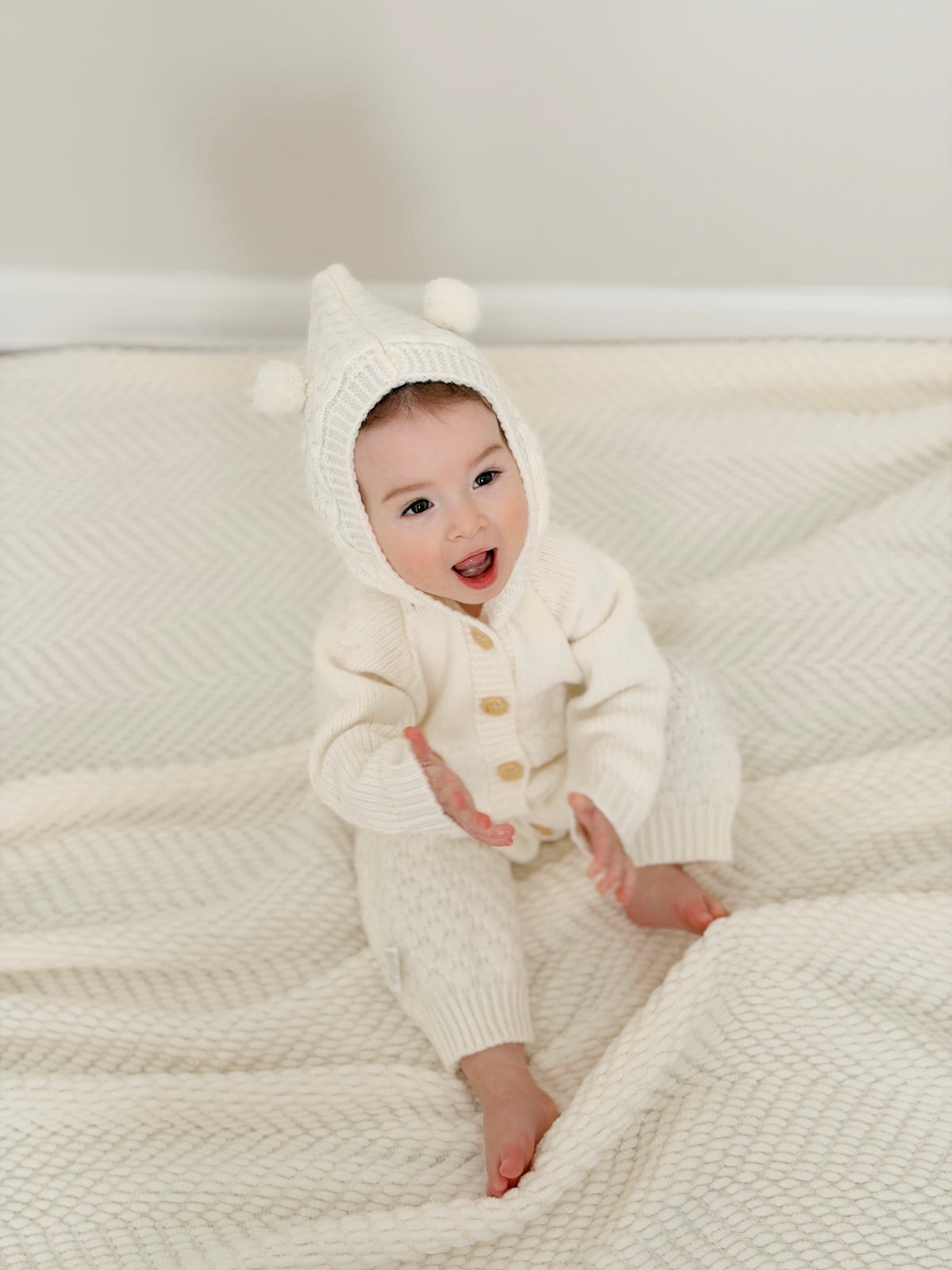 The Snug baby Company hooded knit unfooted coverall