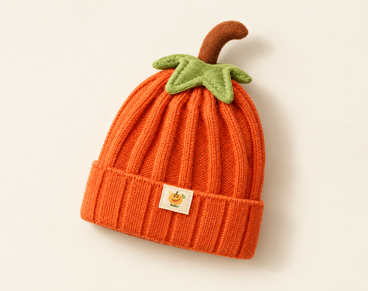 hand knit pumpkin hat