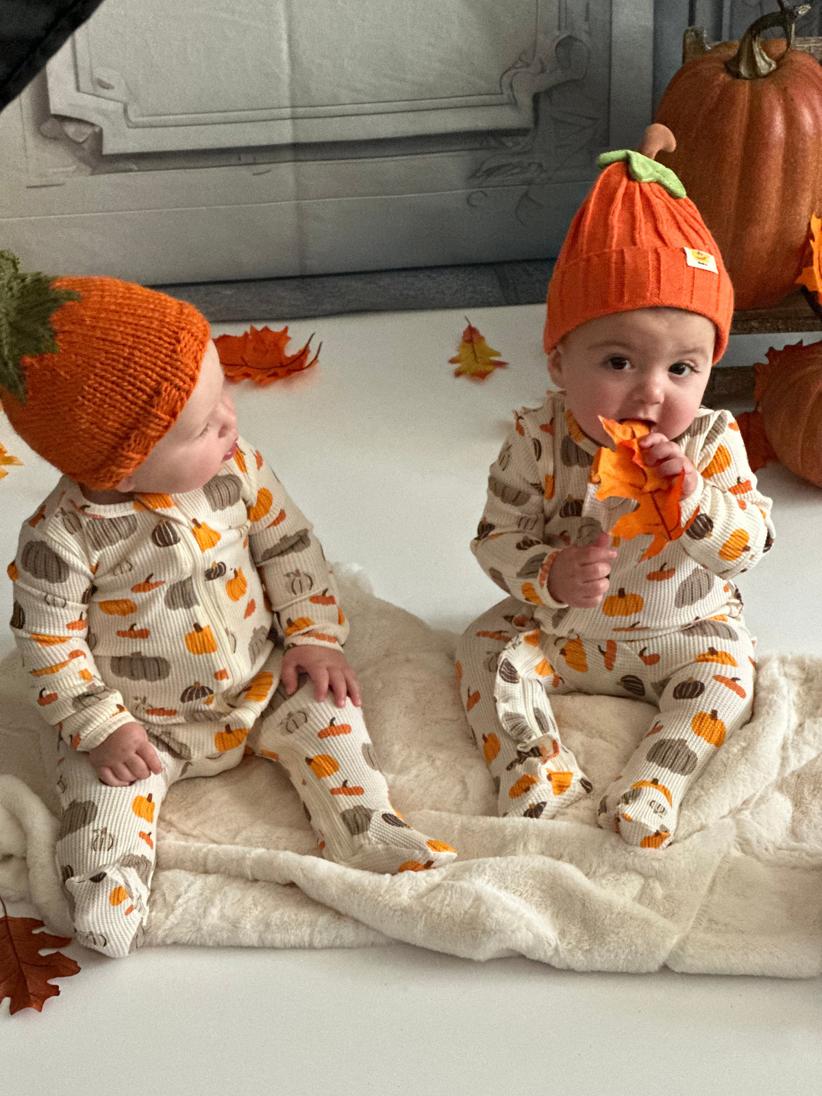 hand knit pumpkin hat