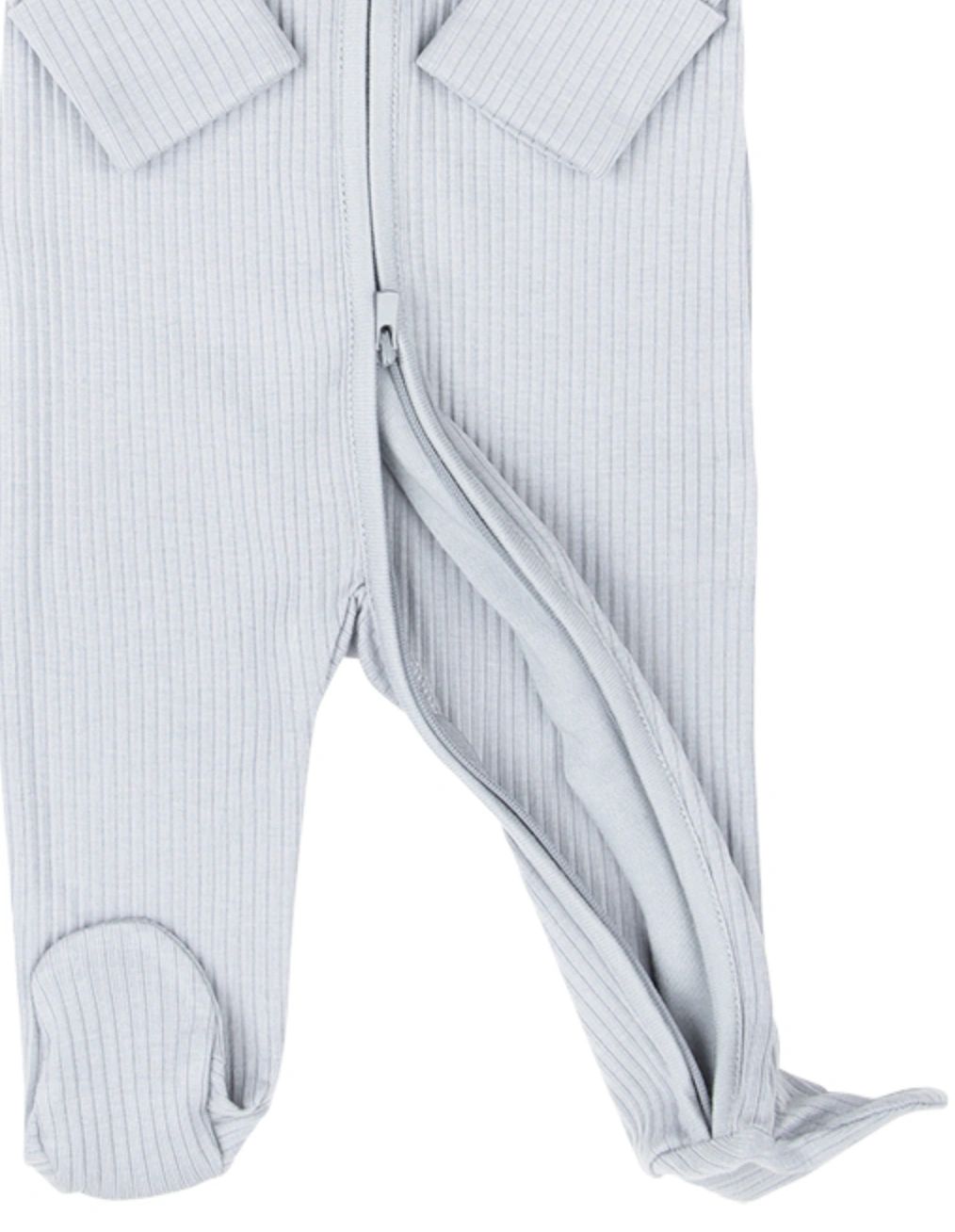 Koalav long sleeve footed coverall mineral gray