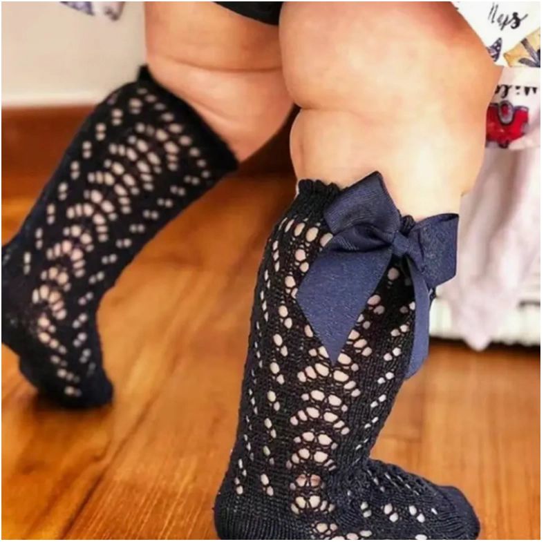 Annie and Charles crochet sock with satin bow