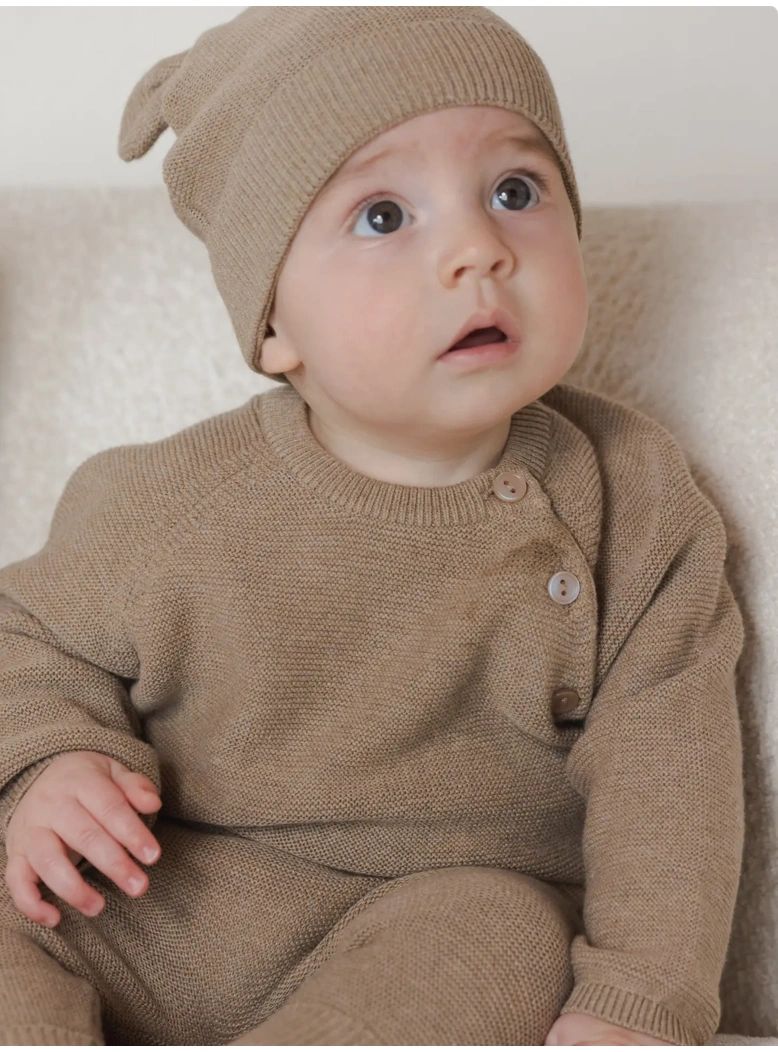 Quincey Mae organic cotton knit  Bailey Knit Sweater Heathered Mocha