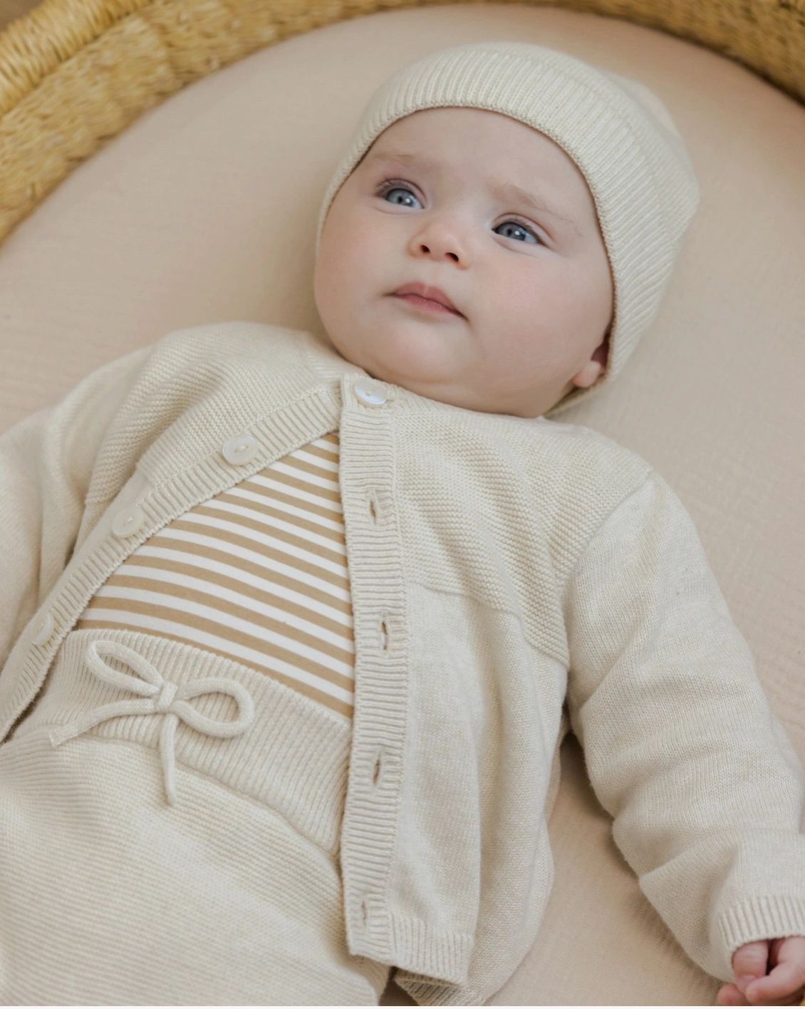Quincy Mae organic cotton Knit Cardigan Heathered Natural