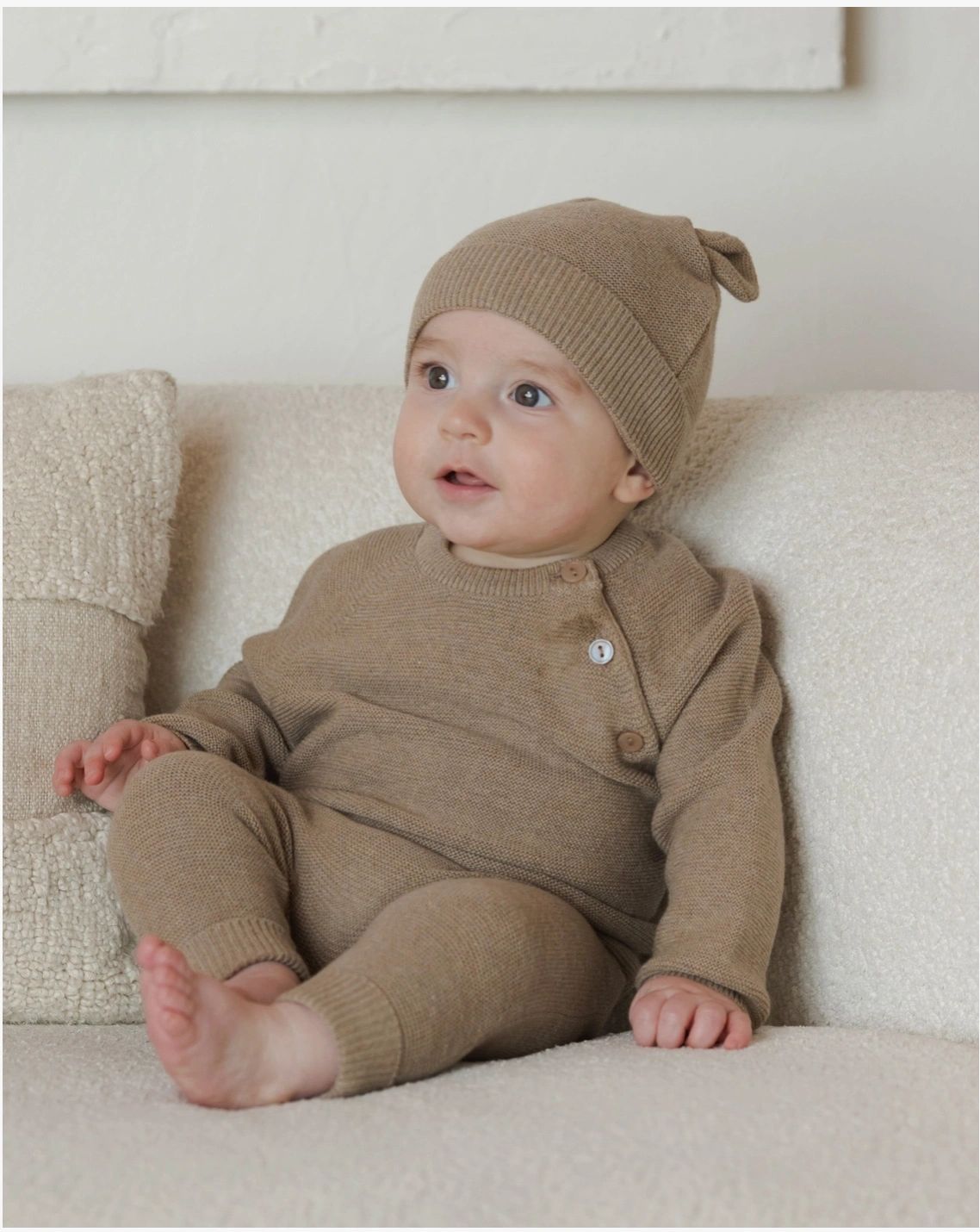 Quincy Mae  organic cotton knit pant heathered mochas
