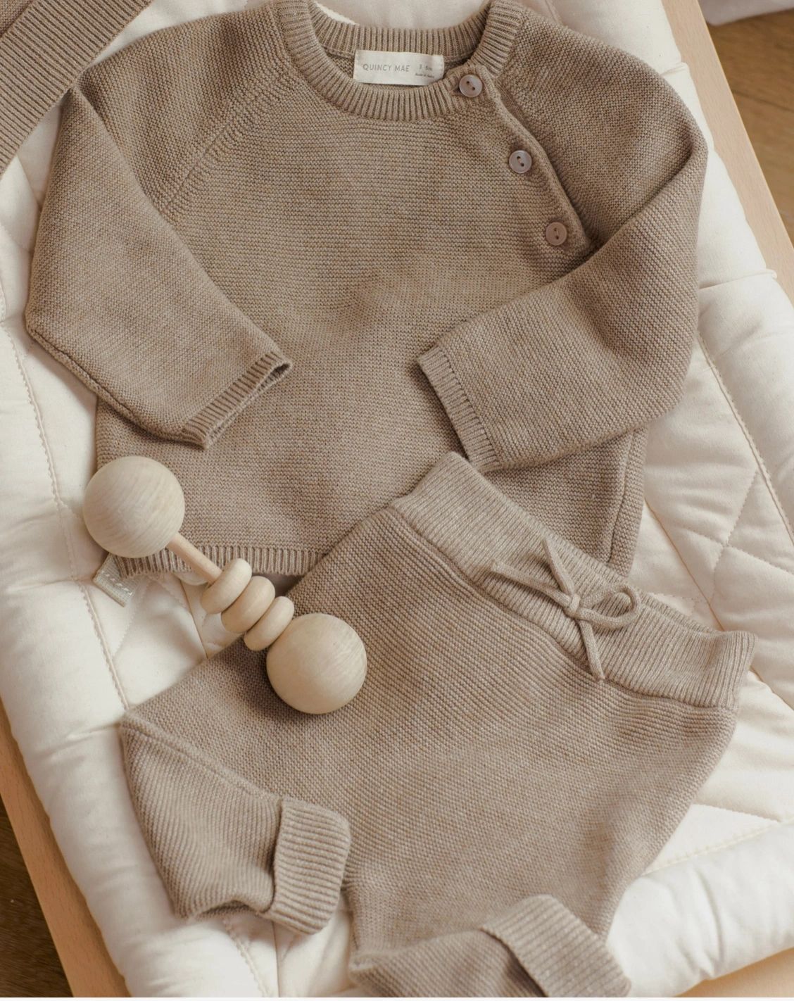 Quincy Mae  organic cotton knit pant heathered mochas