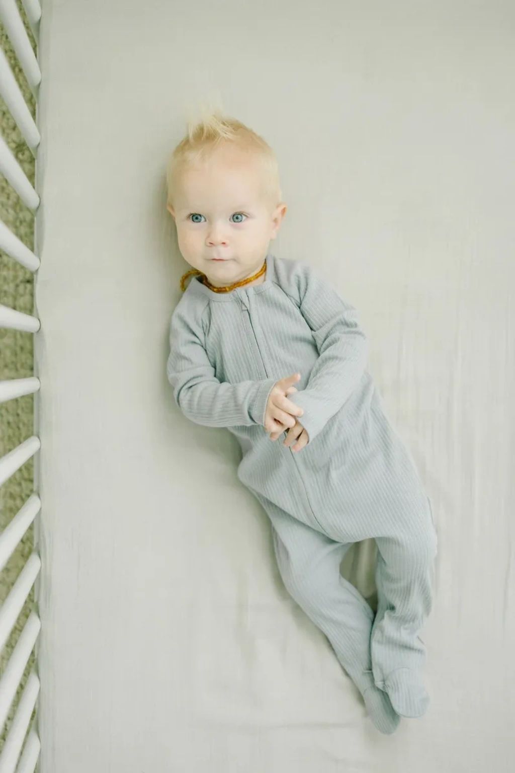 Koalav long sleeve footed coverall mineral gray