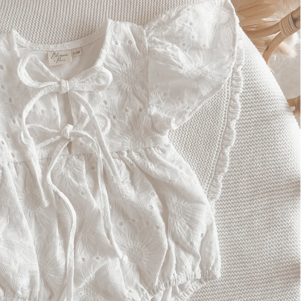 Blossom and Pear sunflower embroidered romper