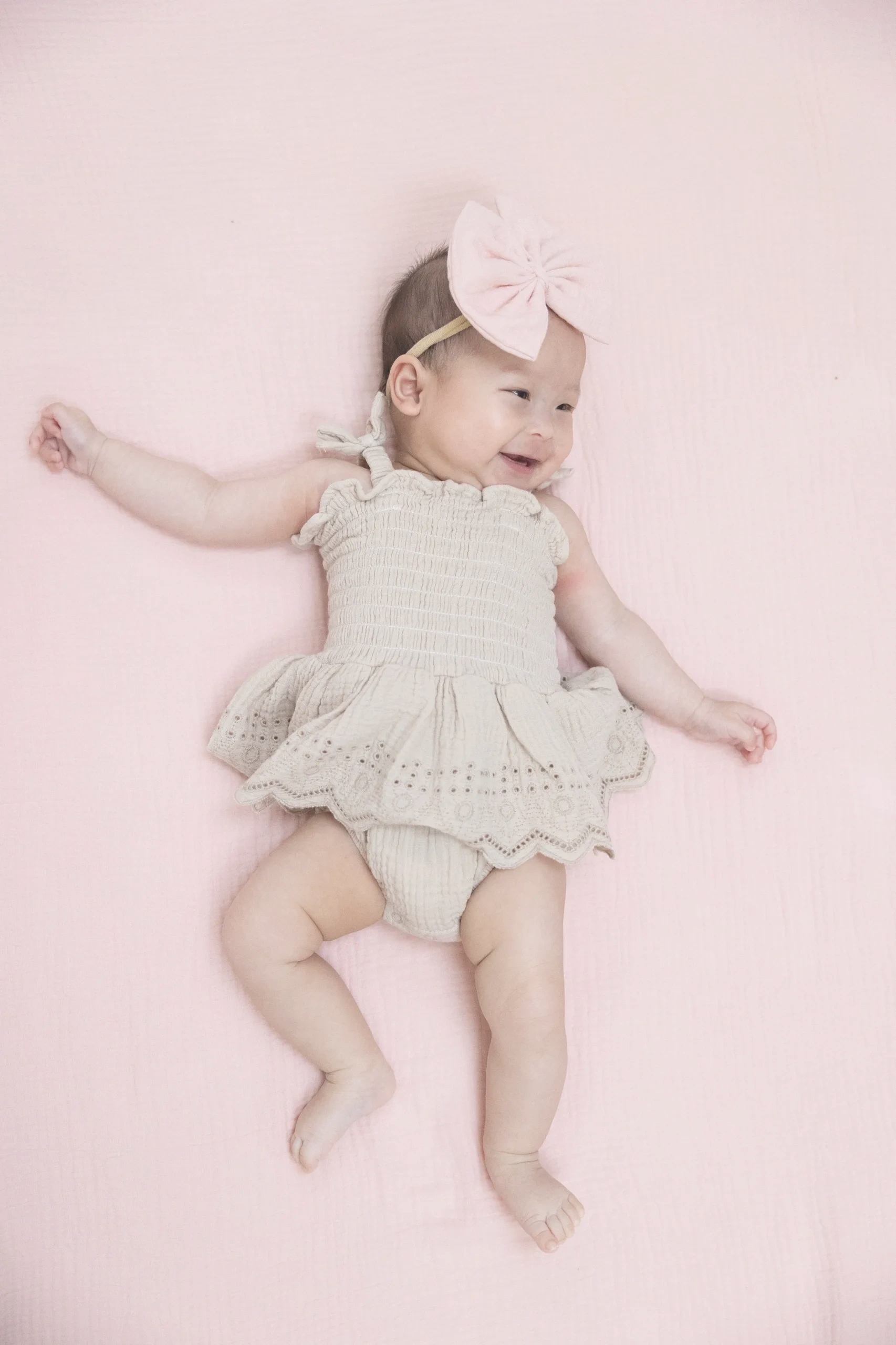 Angel Dear muslin French oak smocked bubble with skirt