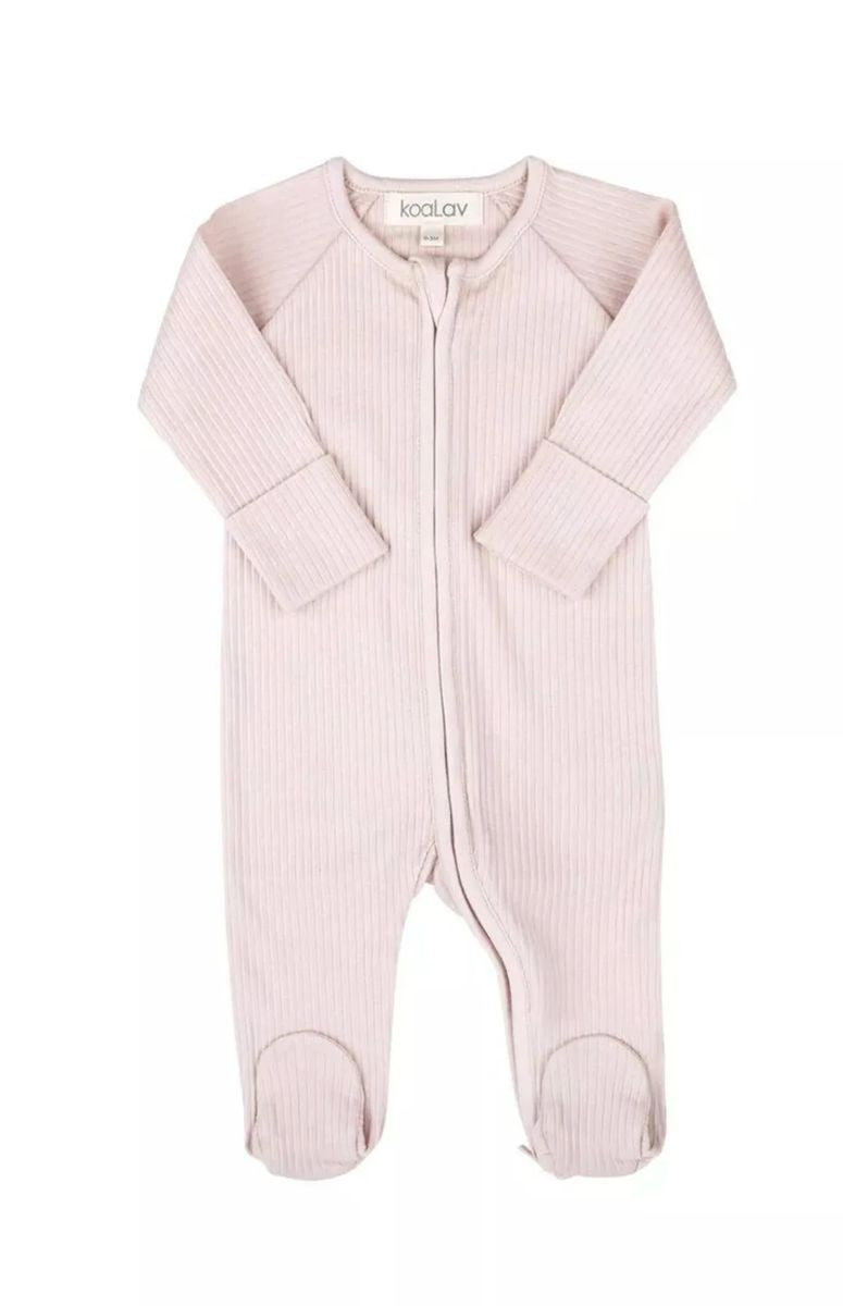 Koalav long sleeve footed coverall powder pink
